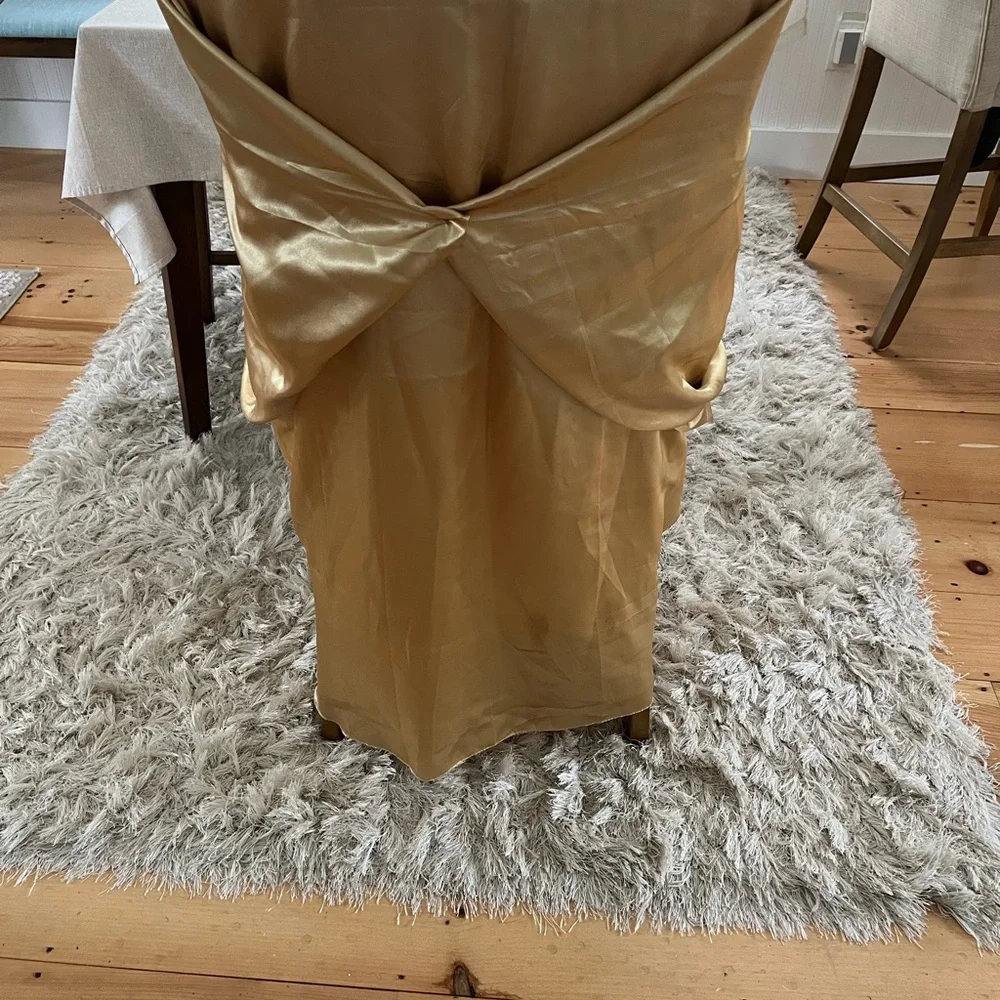 6 Gold Chair Cover with Bow Accent - Home Dining